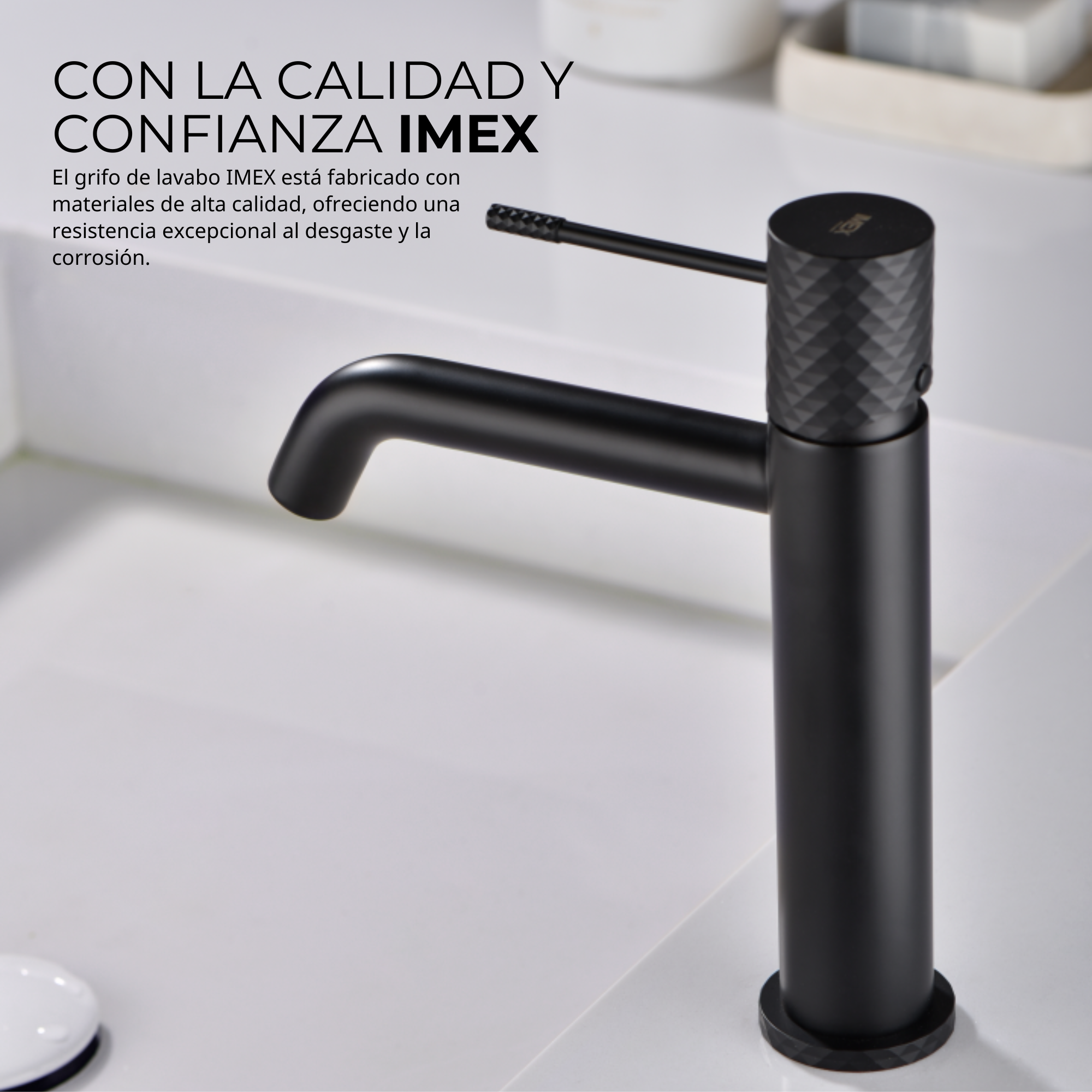Rubinetto Lavabo IMEX Serie Genova – Monocomando Nero Pistola, Miscelatore Sopra Piano Con Risparmio Idrico