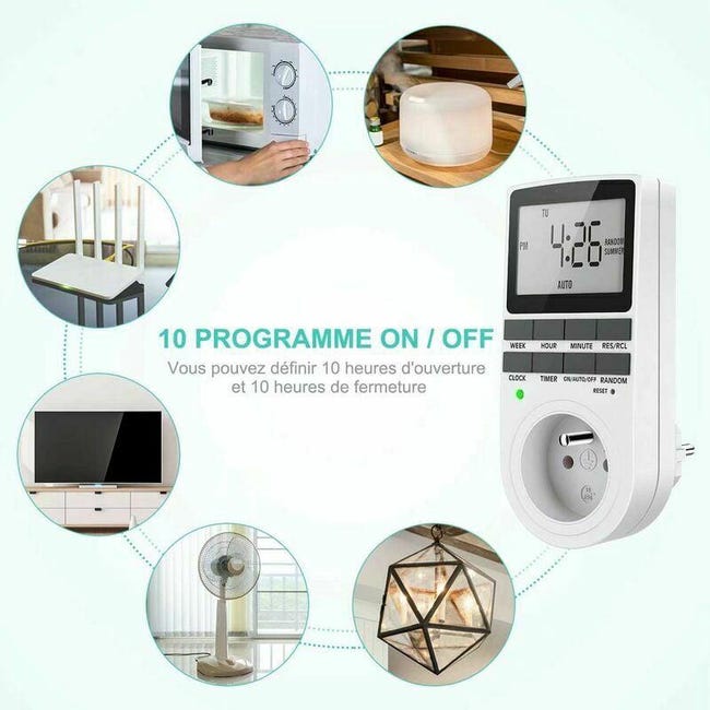 Temporizador digital programável semanal com visor LCD, temporizador elétrico de 12h/24h/7 dias, economia de energia elétrica. - 2