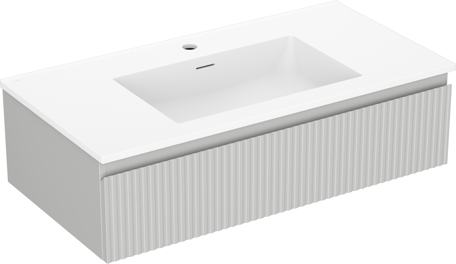 Mexen Rivel szafka łazienkowa 90 cm z umywalką Otis, 1 szuflada, ryflowana , szara mat/biała mat - 91A20-09023-1-BF62-W18M01