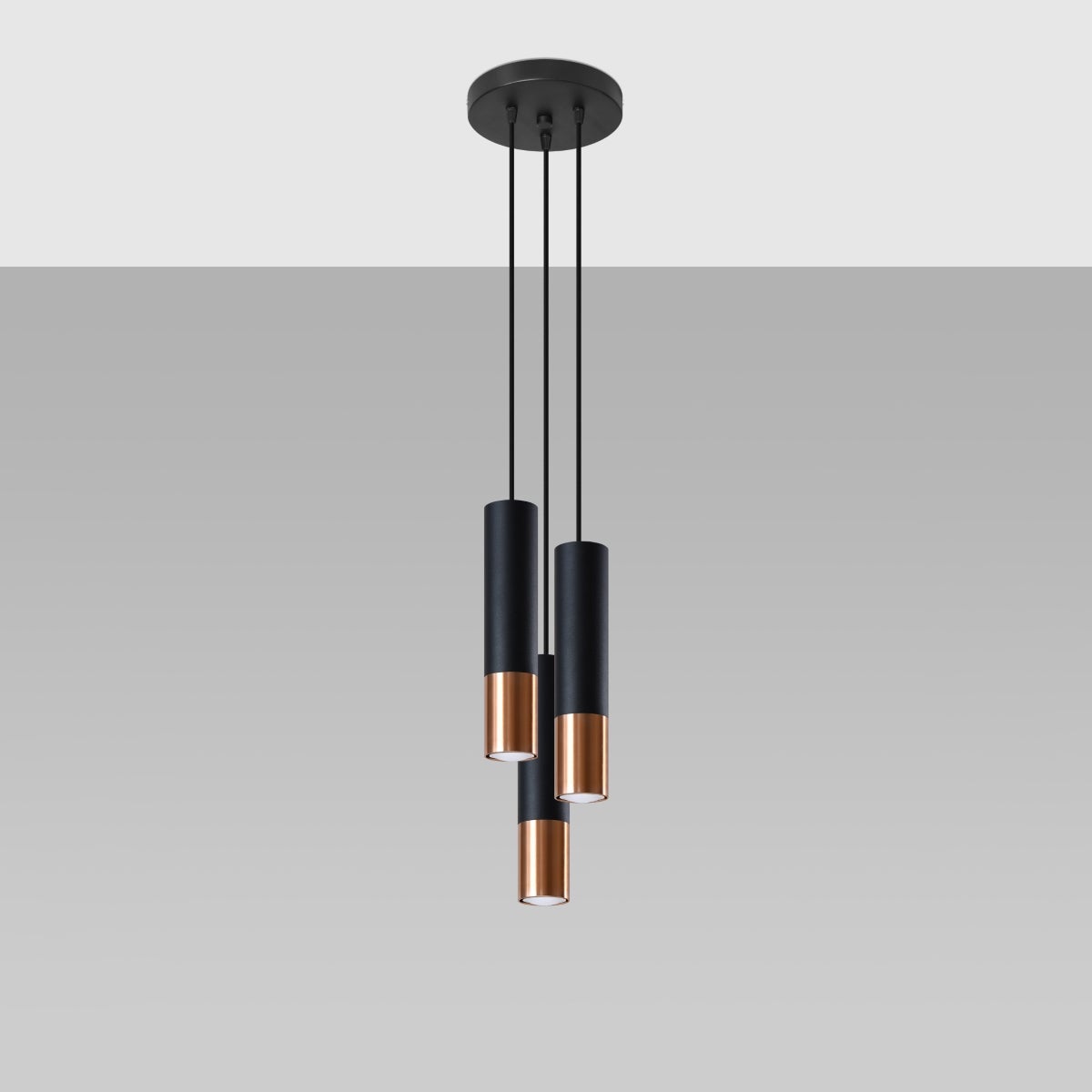 Lampa wisząca ZARPEX 3P czarny/miedź LED 4000K - 20x20x90cm Sollux