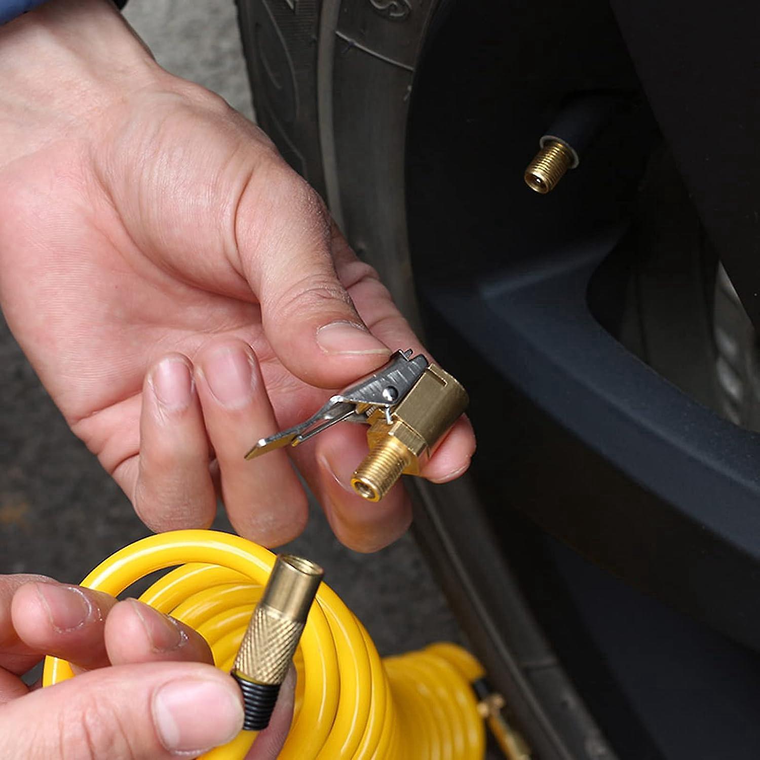 Adaptateur Tuyau Gonflage 8mm Lot 2 Adaptateurs Valve Voiture + 2 Rallonges 24,5cm - Cuivre Pur - Pour Gonflage Pneus Voiture, Vélo, Moto - 300PSI Adaptateur Pneu Voiture Vélo