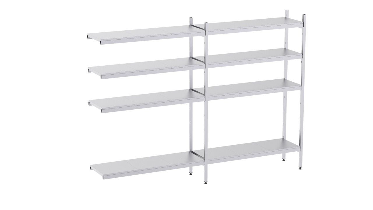 Rayonnage en acier inoxydable linéaires 2290x400 lisse 4 niveaux- DISTFORM - KIT00452