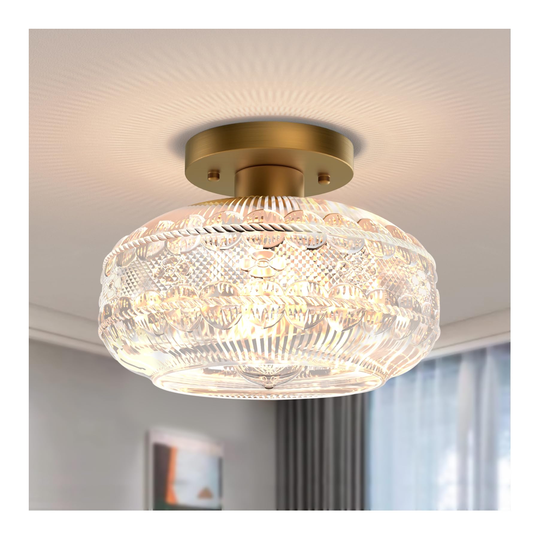Plafonnier vintage anneau en verre ambré NIAGARA | Suspensions Plafonnier vintage anneau en verre ambré NIAGARA | Suspensions