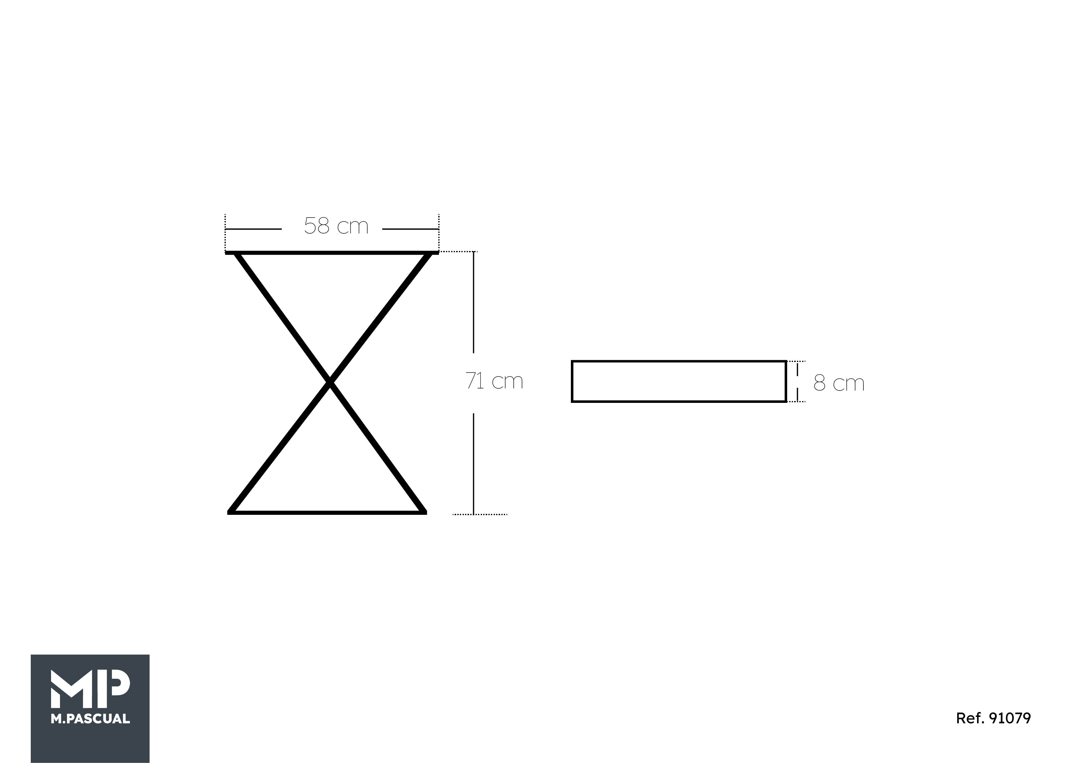 M.PASCUAL - Patas para Mesa de comedor | NEGRA | 58x71cm| Forma X | 2 unidades - 5