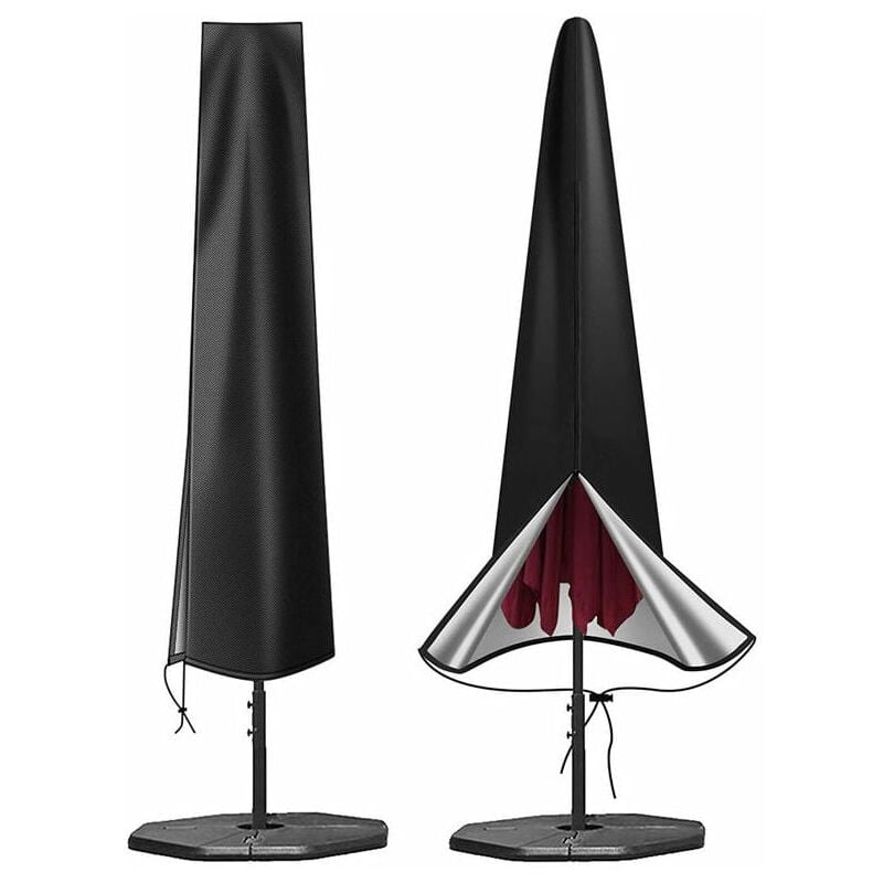 Pokrowiec na parasol ogrodowy dwuwarstwowy wodoodporny odporny na promieniowanie UV wytrzymały pokrowiec ochronny Oxford na parasol czarny