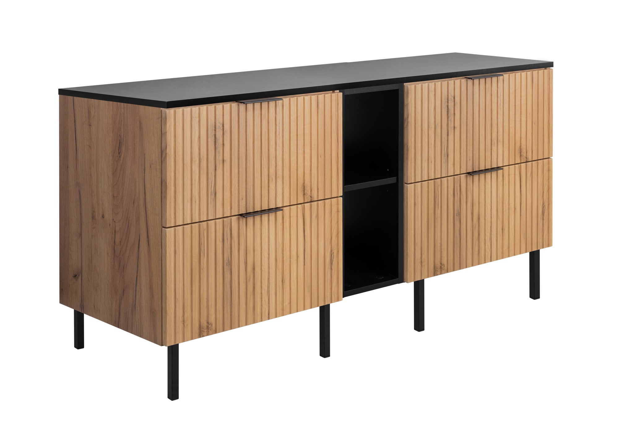 Meuble vasque ch ne craft noir poign e noire 140 2 x 60 20 x
