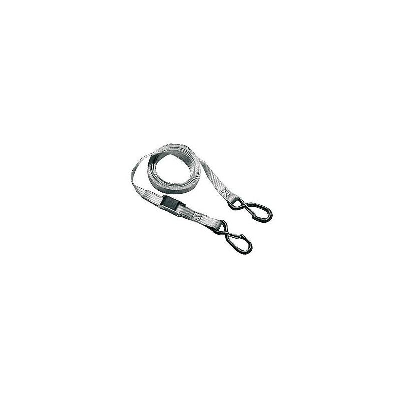 3062EURDAT Sangle d'Arrimage avec Crochets et Boucle, Gris, 1,80m x 25mm Sangle, Pack de 4 - 3