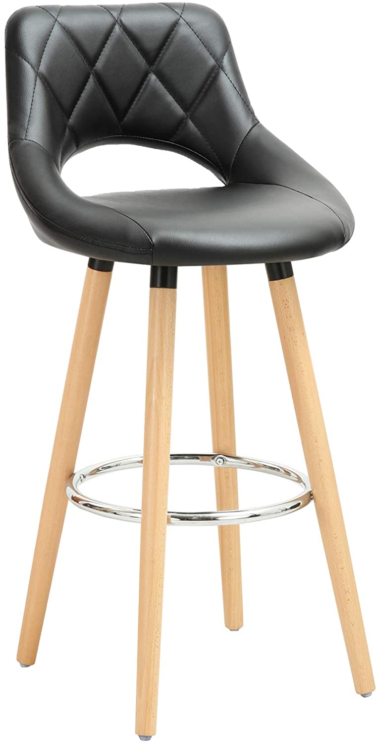 Tabouret De Bar Chaise Haute X1 Avec Repose-pieds En Tissu Noir Pietement Metallique Noir 84526615