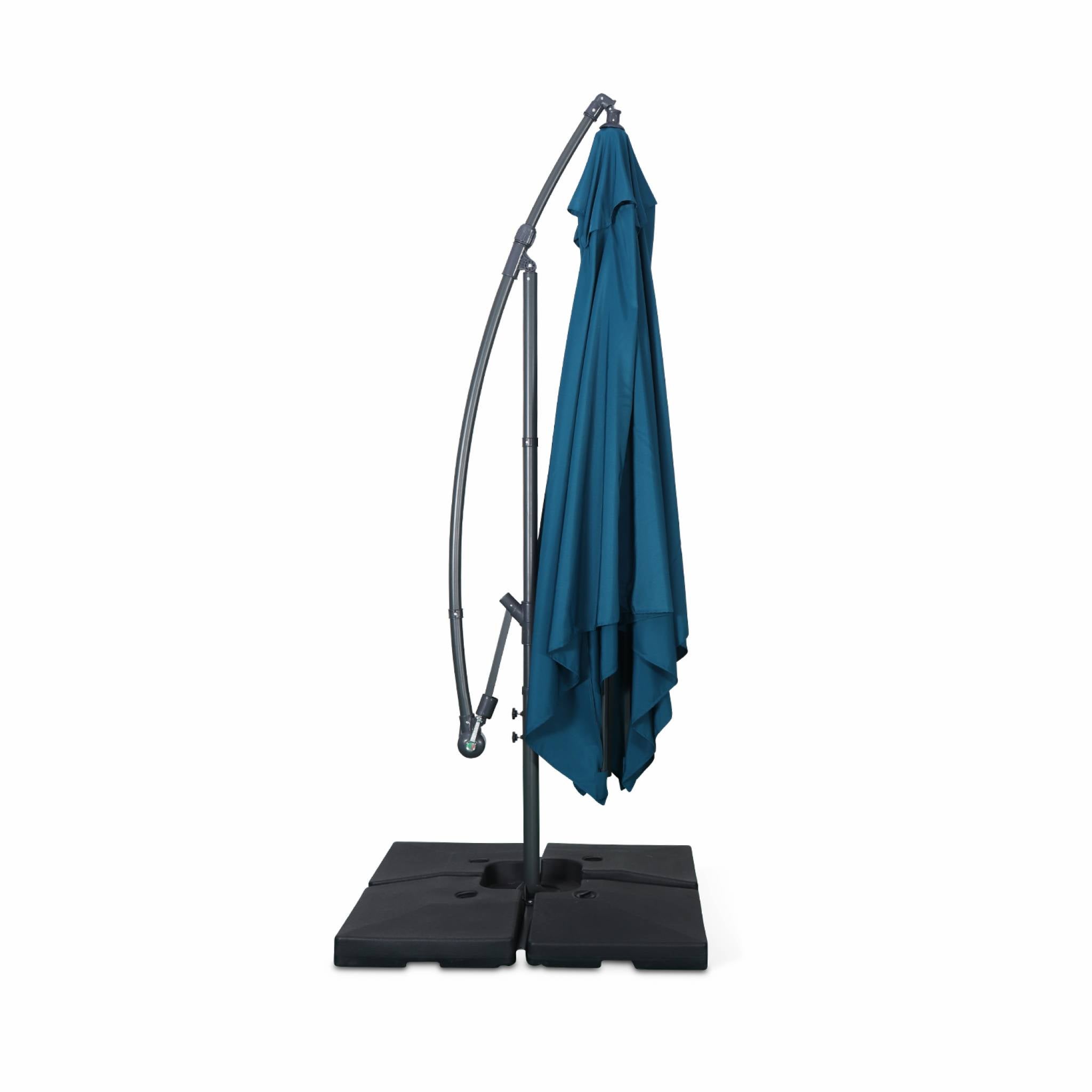 3x3m guarda-sol quadrado offset, Hardelot, Azul esverdeado, 300x295x250 cm - 4