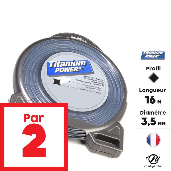 Fil Titanium 3,5 mm x 16 m Carré Bi-matière Blister par 2 - 2