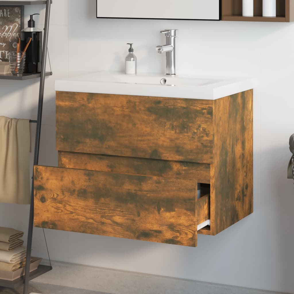 Maison Exclusive - Mobile Bagno con Lavabo Integrato Rovere Fumo Legno Multistrato - 4