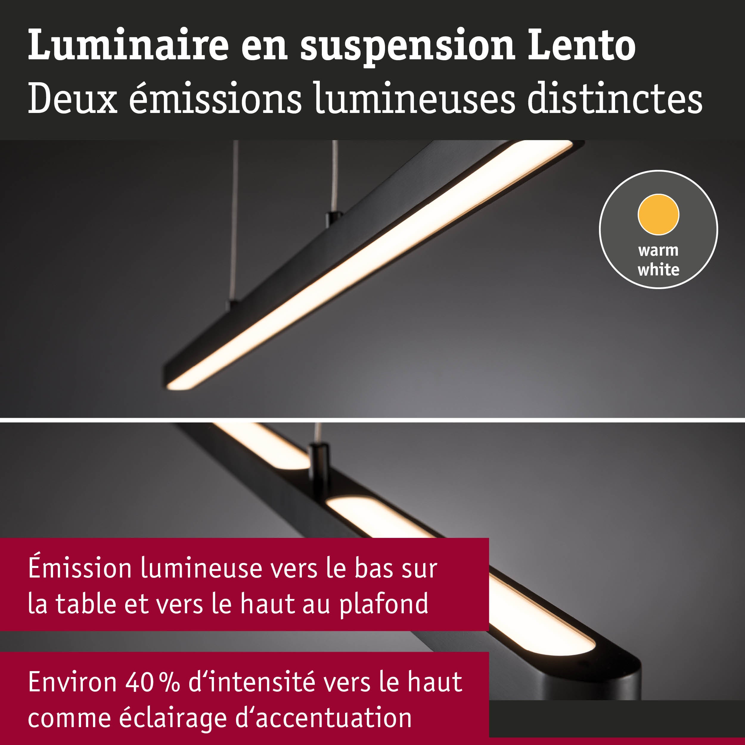 LENTO-Suspension LED dimmable en métal L100cm - - 6