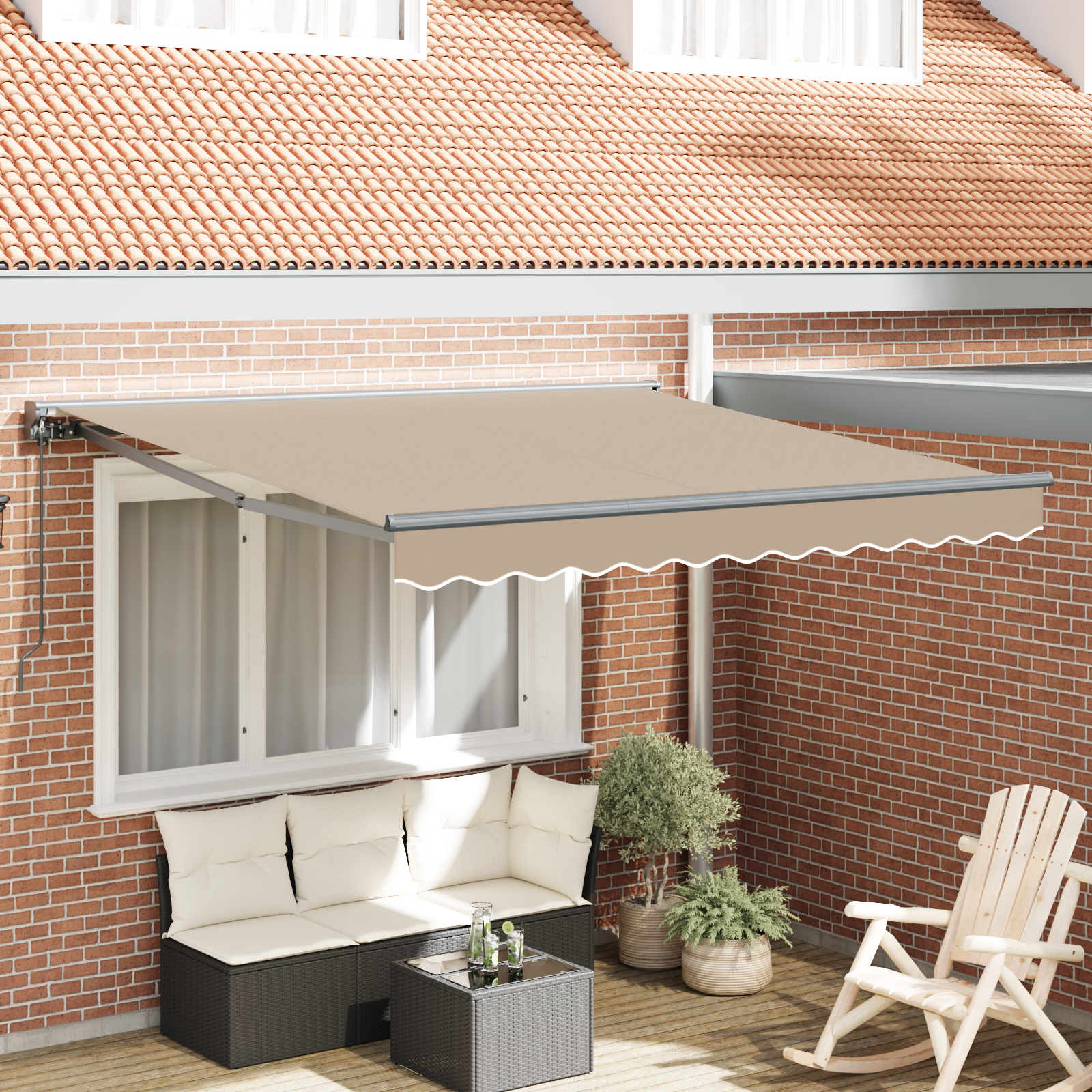 Rama markizy Beżowy 300 x 250 cm Poliester z powłoką PU vidaXL