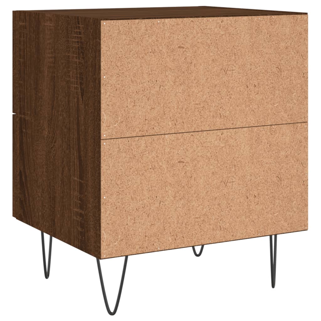Table de chevet chêne marron 40x35x47,5 cm bois d’ingénierie - 7
