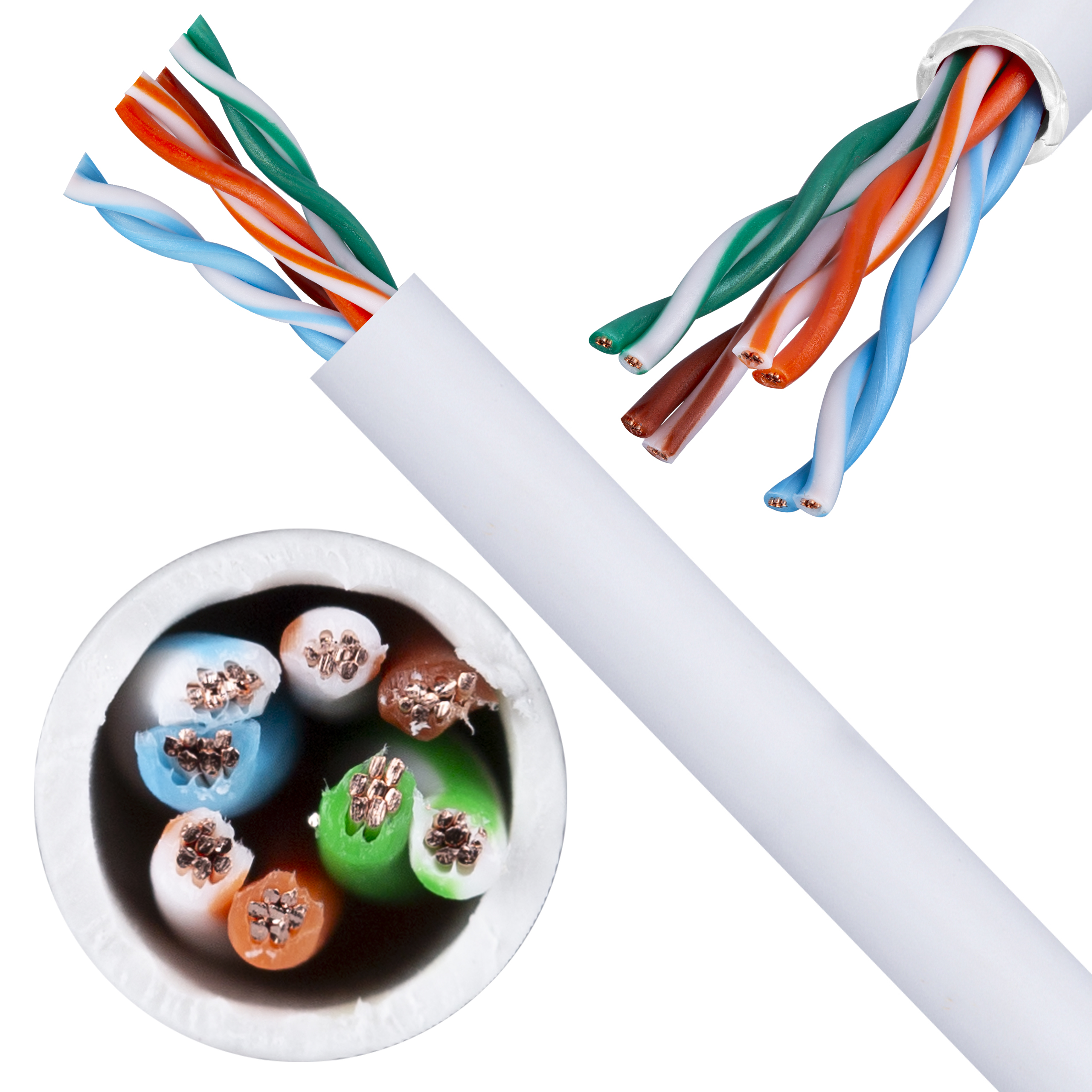 Kabel sieciowy U/UTP kat.6 skrętka 4x2x0,58mm wewnętrzny PVC szary linka Telegärtner 305m