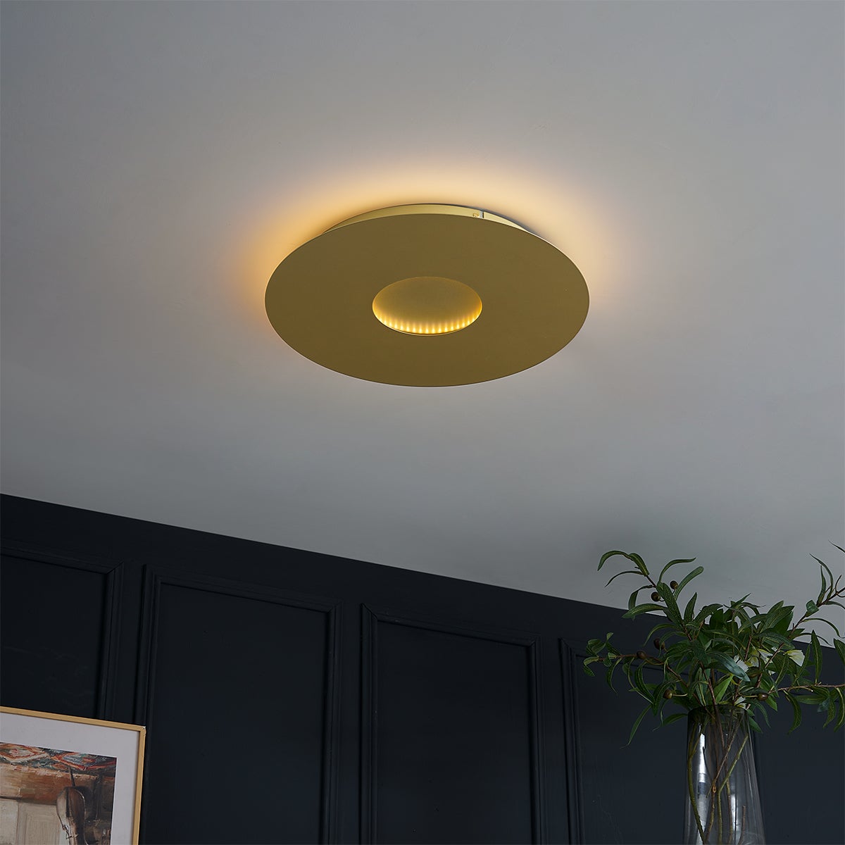 Qazqa nowoczesny plafon - Morning - gold, okrągły, led zintegrowana 18w zestawie, Integrated led, 2700k, ciepła biel