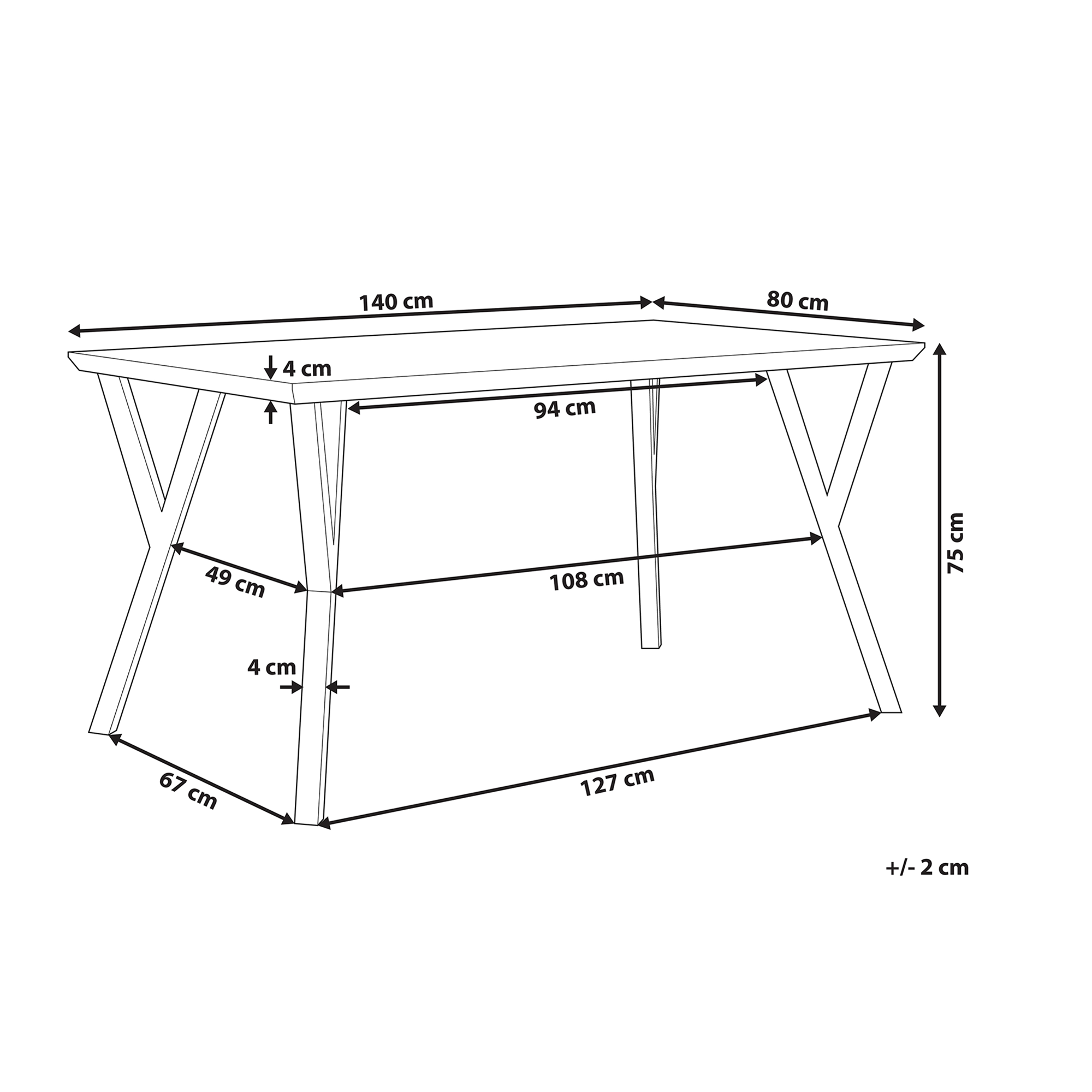 Tavolo da pranzo BRAVO Marrone chiaro 140 cm 80 cm - 3