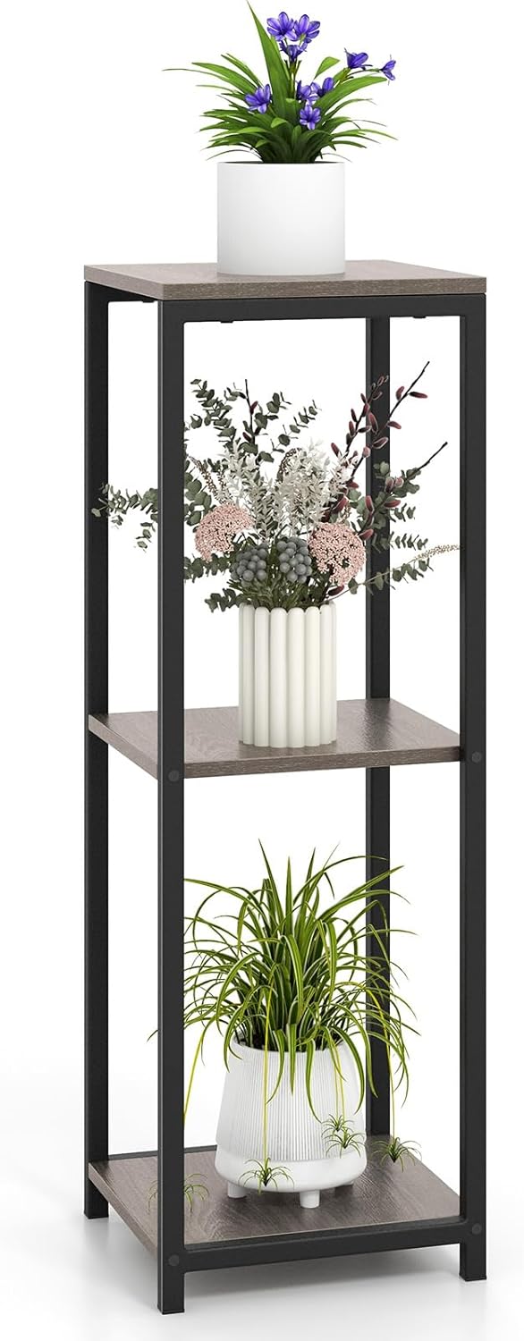 LIGUOYI Stand per Piante Fioriera Porta Piante Esterno E Interno A 2 Livelli 3 Livelli Scaffale Portavasi, Struttura di Metallo con Ruote, Porta Piante da Multifunzionali Scaffale di Stoccaggio