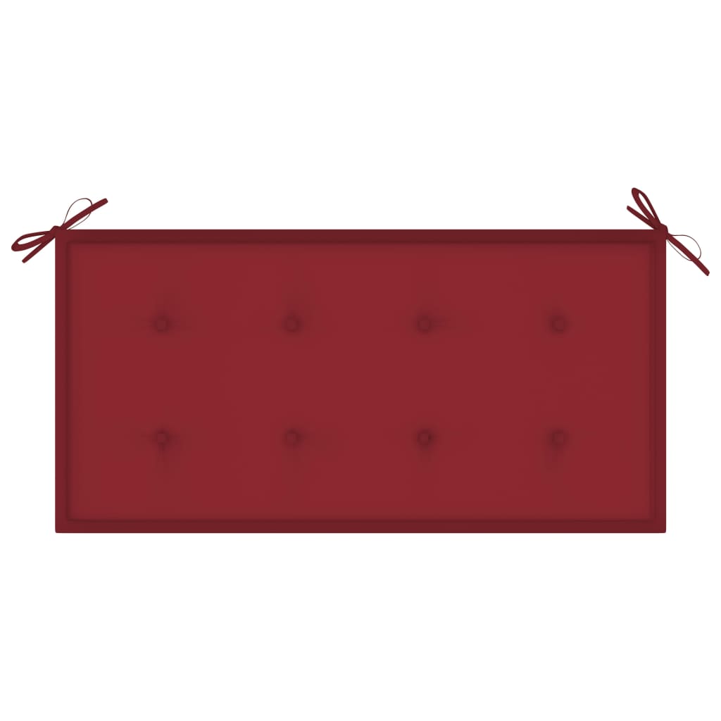 Banc de jardin avec coussin rouge bordeaux 112 cm Teck massif - 6