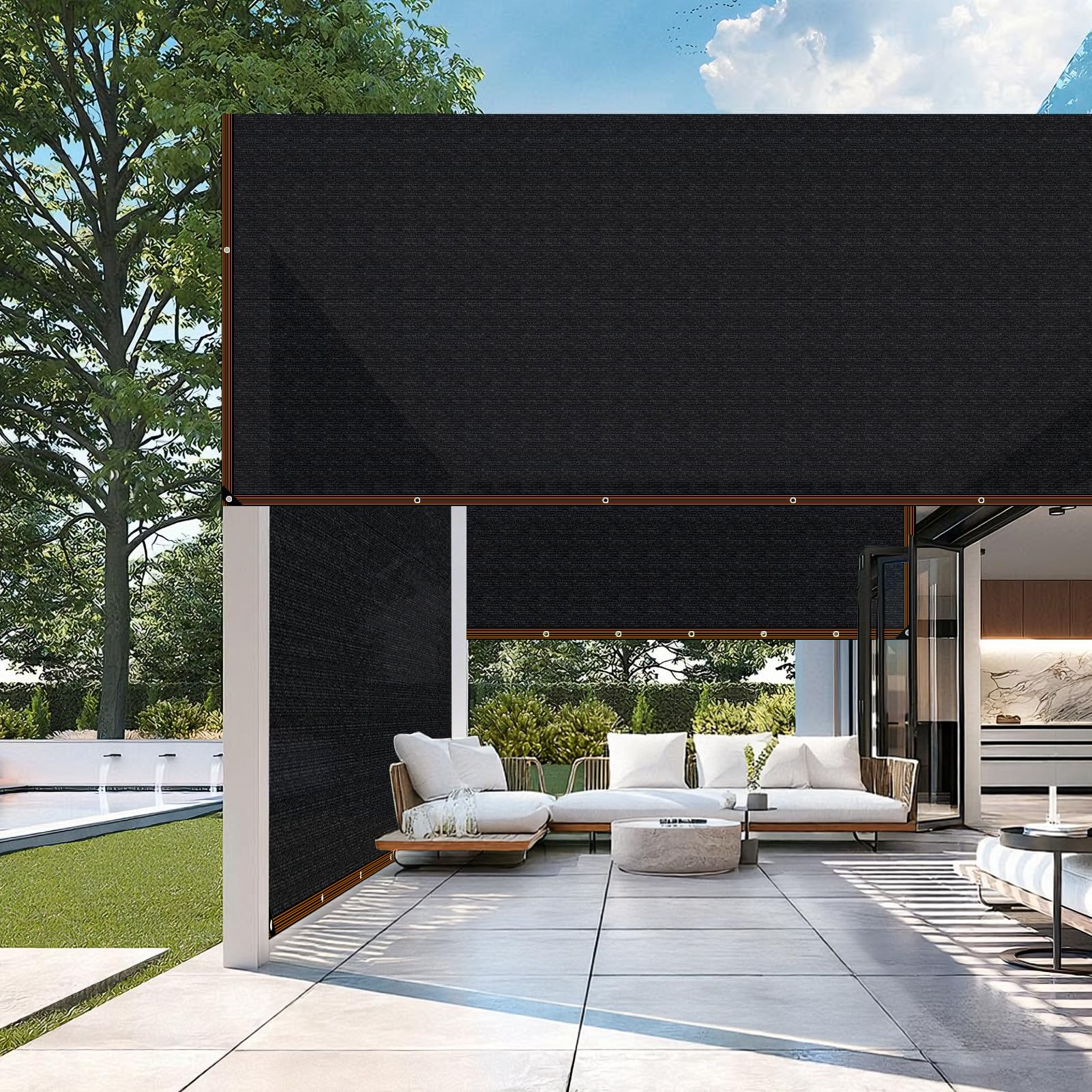 Voile-d'ombrage-Toile-Filet-Ombrage-Exterieur Rectangulaire avec œillets pour Balcon,Serre,Jardin,Pergola,Patio Lawn-2x3m-Noir - 6