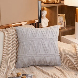 MAIXUN Lot De 2 Coussin Velours Beige 45x45 Cm - Taie D'Oreiller Décorative Rayures Dorées Pour Canapé, Lit, Voiture
