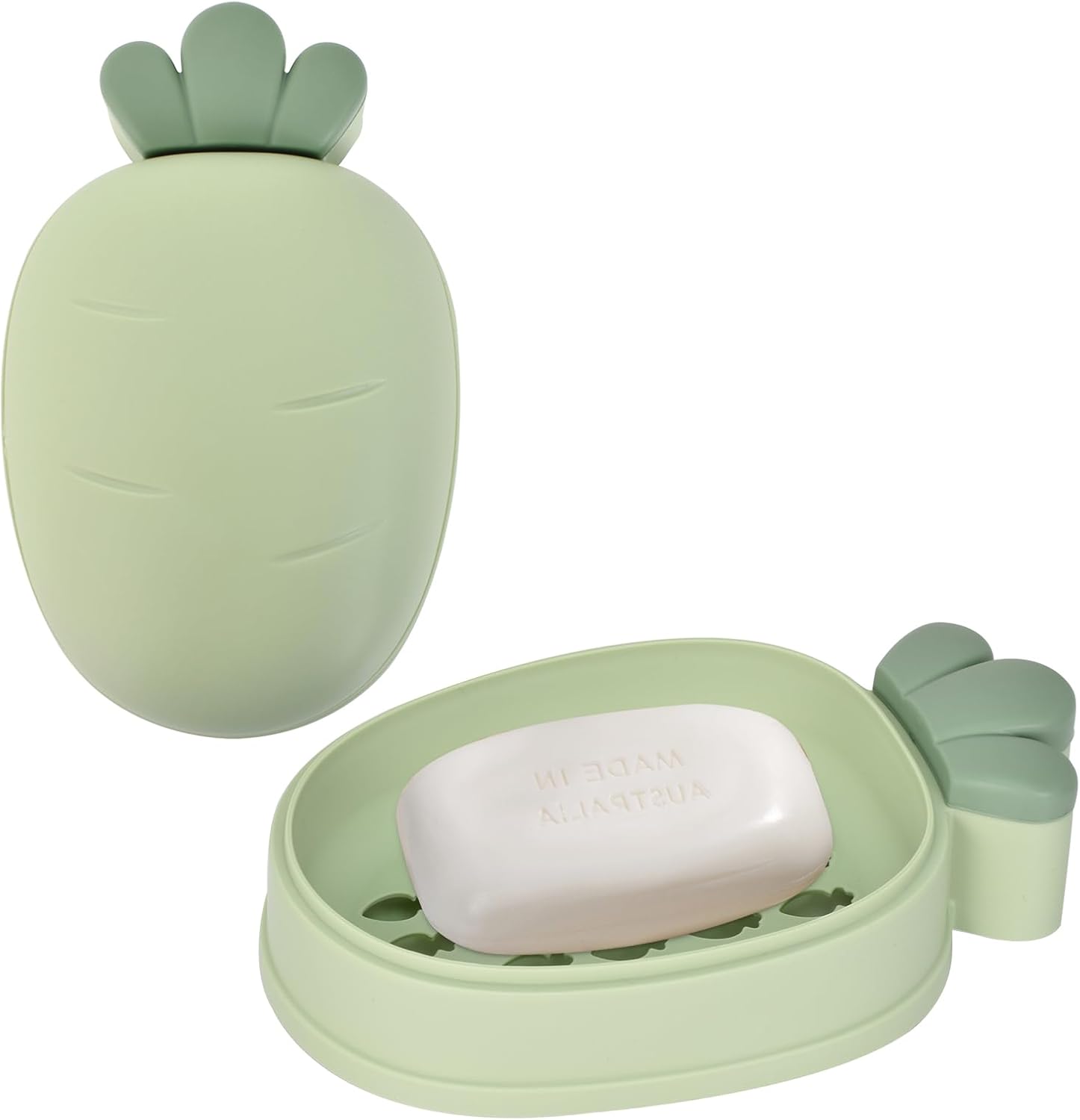Porte-Savon Double Couche Avec Égouttoir - Lot De 2 - Gris Et Vert - Élimine L'Eau, Garde Propre