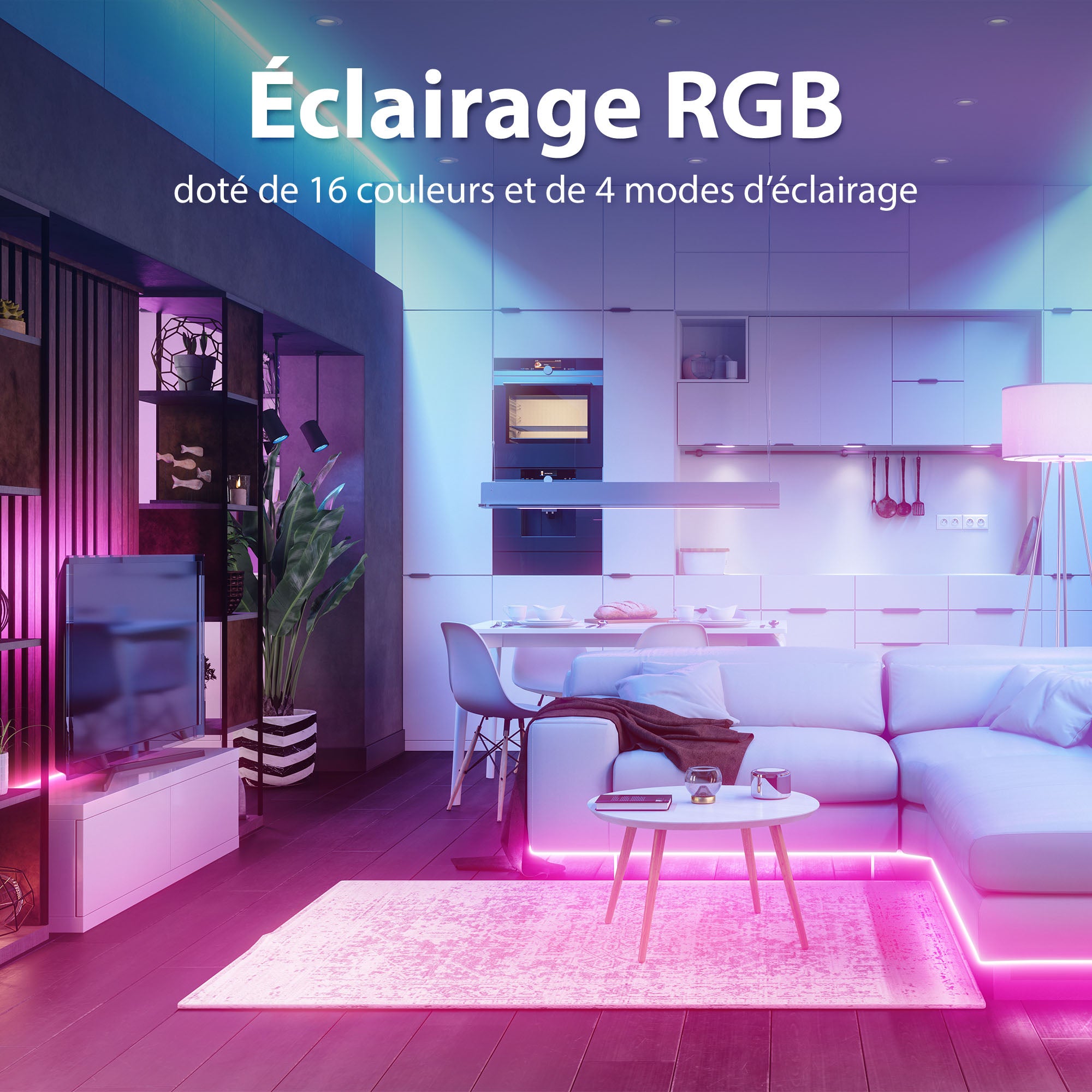 Bande LED RGB 5 m - 150 LED - Autocollante - Avec télécommande IR et driver - Changement de couleur - IP20 - B.K.Licht - 4