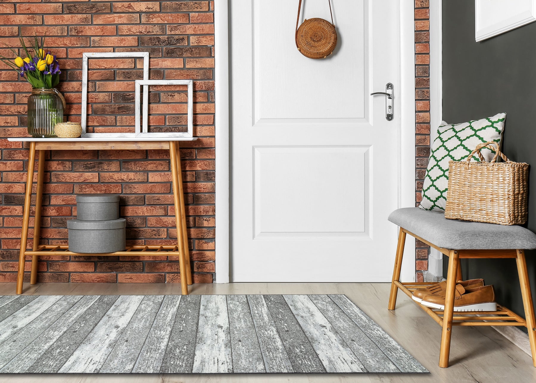 TAPIS DE COULOIR antidérapant 57 cm Bois, planche gris 57x1400 cm - 3