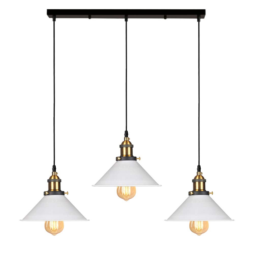 Przemysłowe lampy wiszące metalowa lampa sufitowa regulowana długość zawieszenia biała odpowiednia do kuchni i jadalni żarówka nie jest dołączona