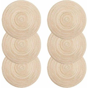 Tovagliette, set di 6 tovagliette intrecciate, lavabili, resistenti al calore, antiscivolo, tovagliette rotonde 30x30 cm (rotonde, avorio) | Leroy Merlin