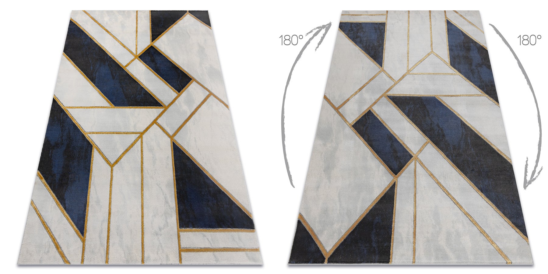 Dywan EMERALD ekskluzywny 1015 glamour, stylowy marmur, geometryczny granatowy / złoty 180x270 cm - 2