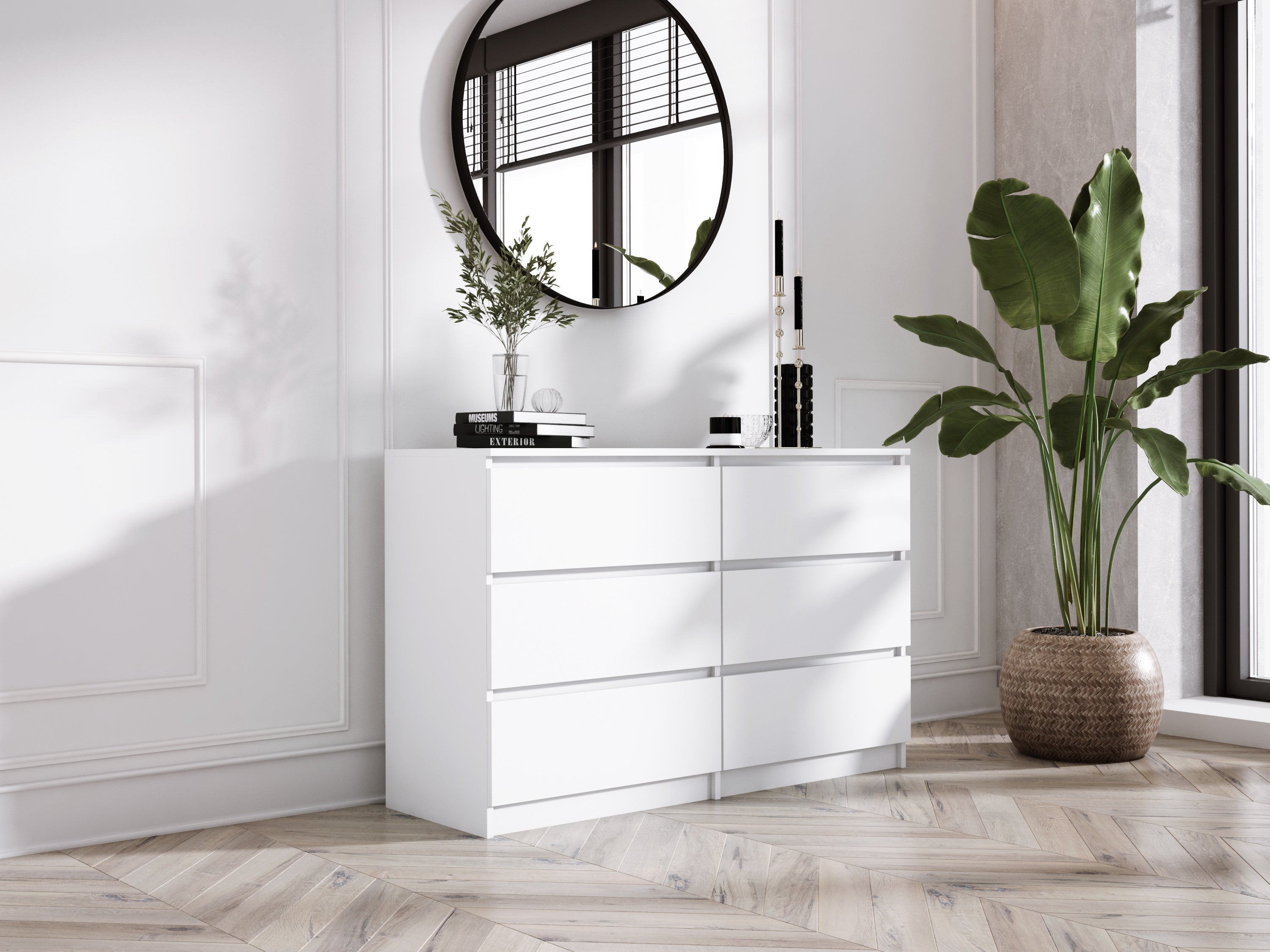 Commode 6 Tiroirs : Blanc Mat, 120 x 39 x 79 cm - 7