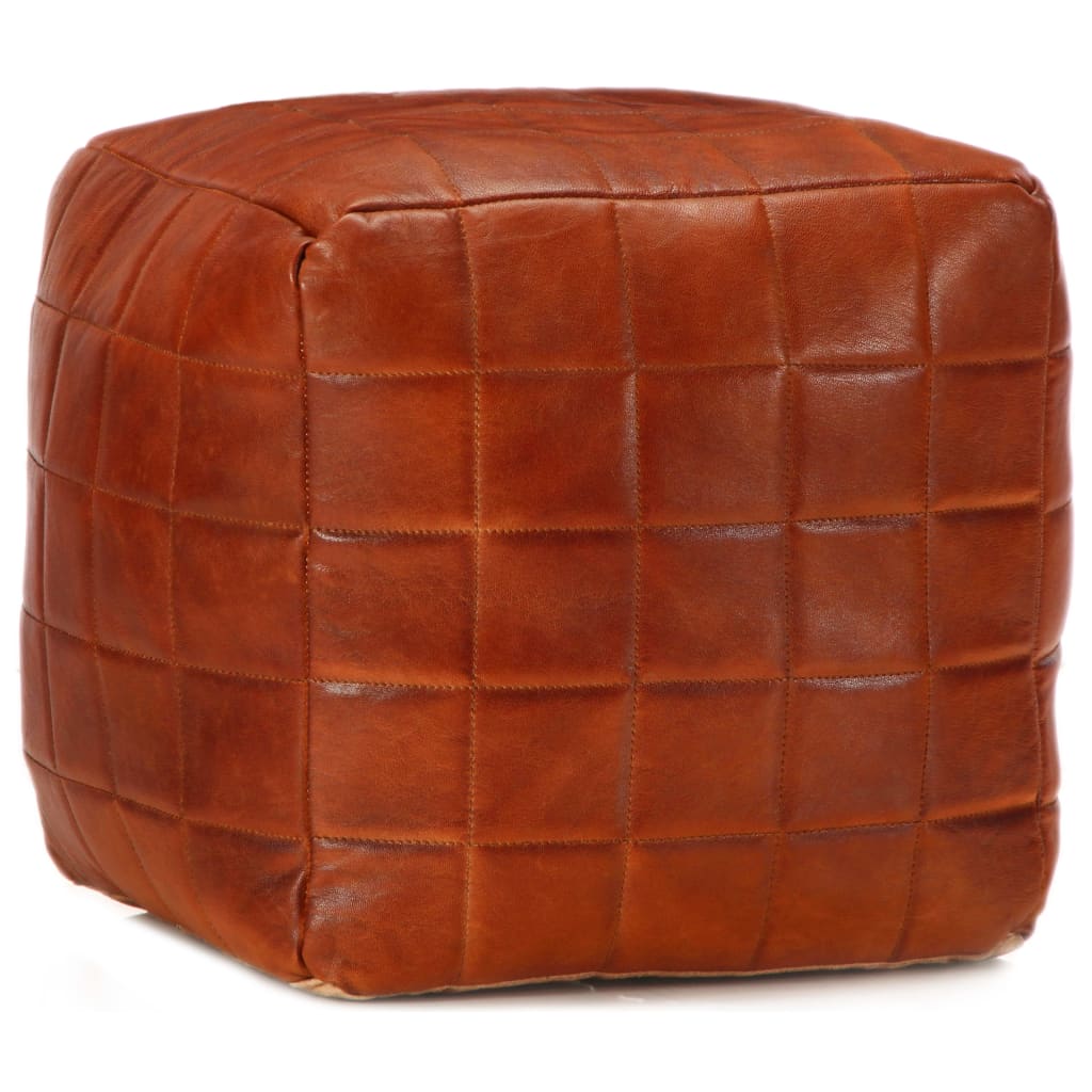 Pouf en cuir de buffle marron Maisons du Monde