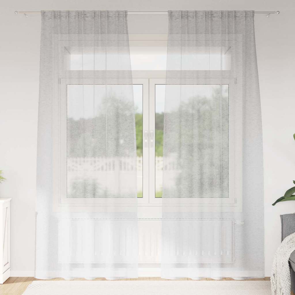 Firany Voile 2 pcs Jasnoszary 245 x 140 cm Poliester vidaXL
