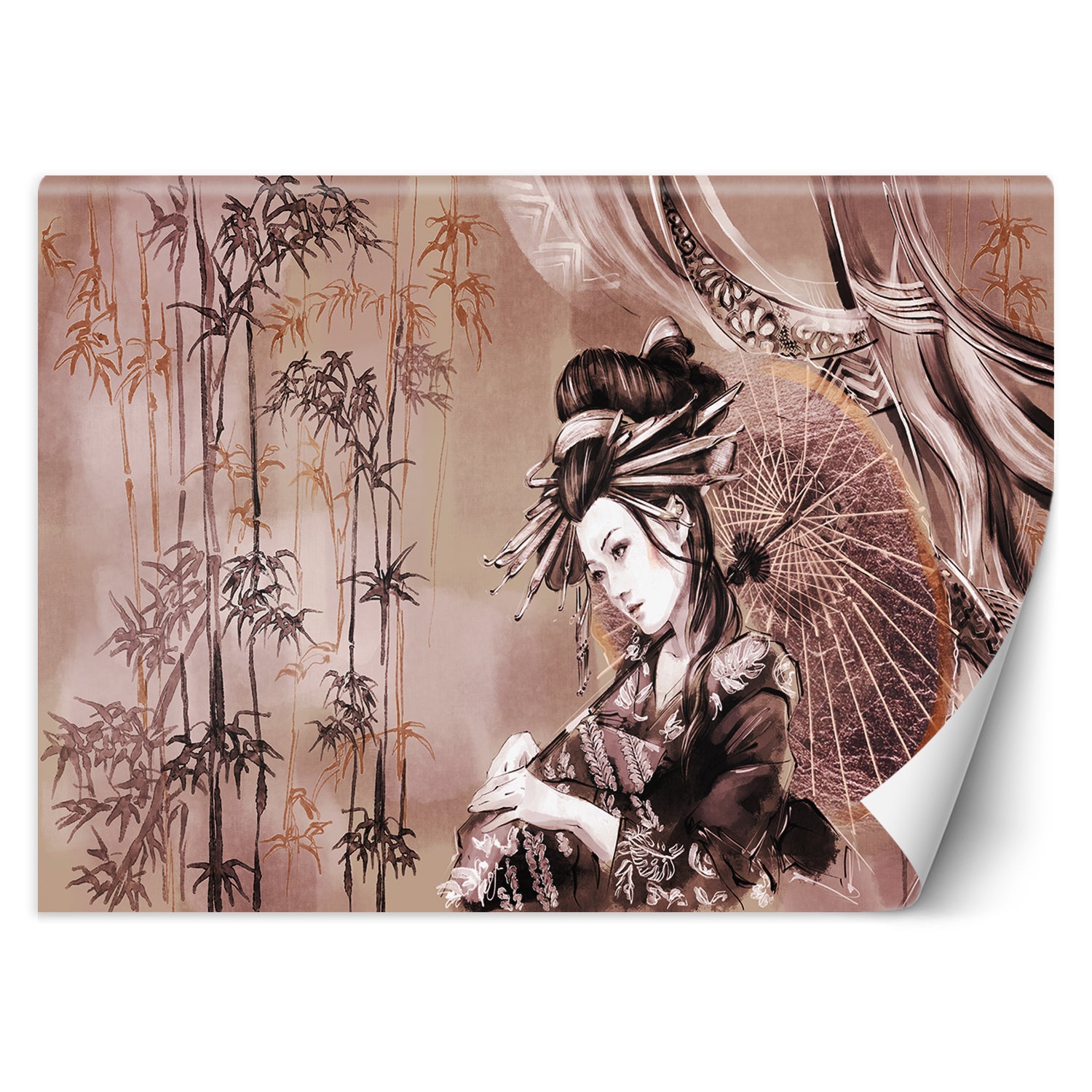 Fototapeta, Gejsza i bambusy 250x175