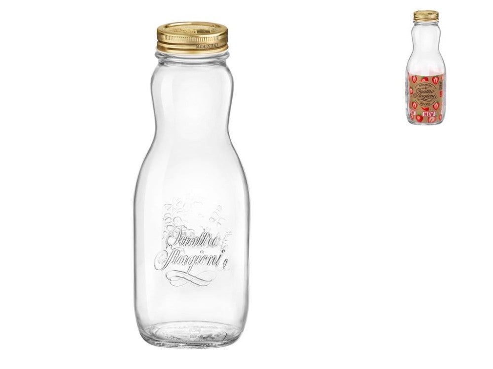Bormioli Rocco Oxford Bouteille En Verre 1 L – Design Élégant Et Résistant Pour Huile, Vinaigre Ou Eau