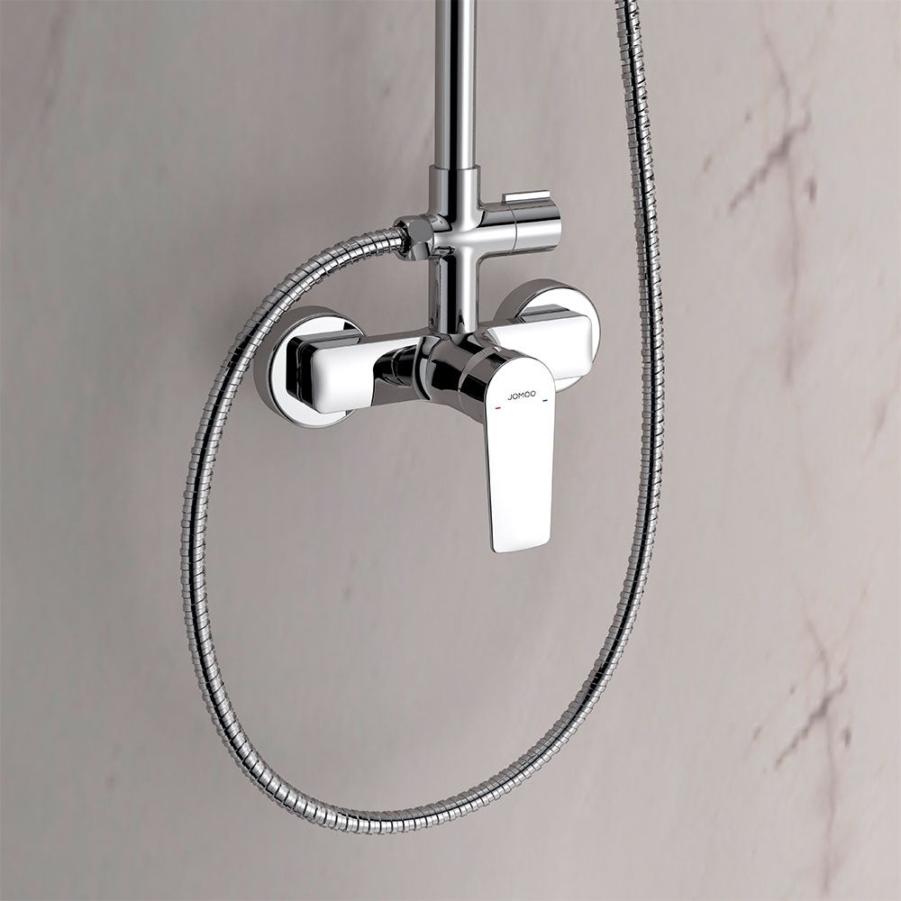 Colonna doccia monocomando termostatica Evo Chrome finitura cromata, cartuccia in ceramica, materiale inox AISI 304, rubinetteria bagno moderna - 4