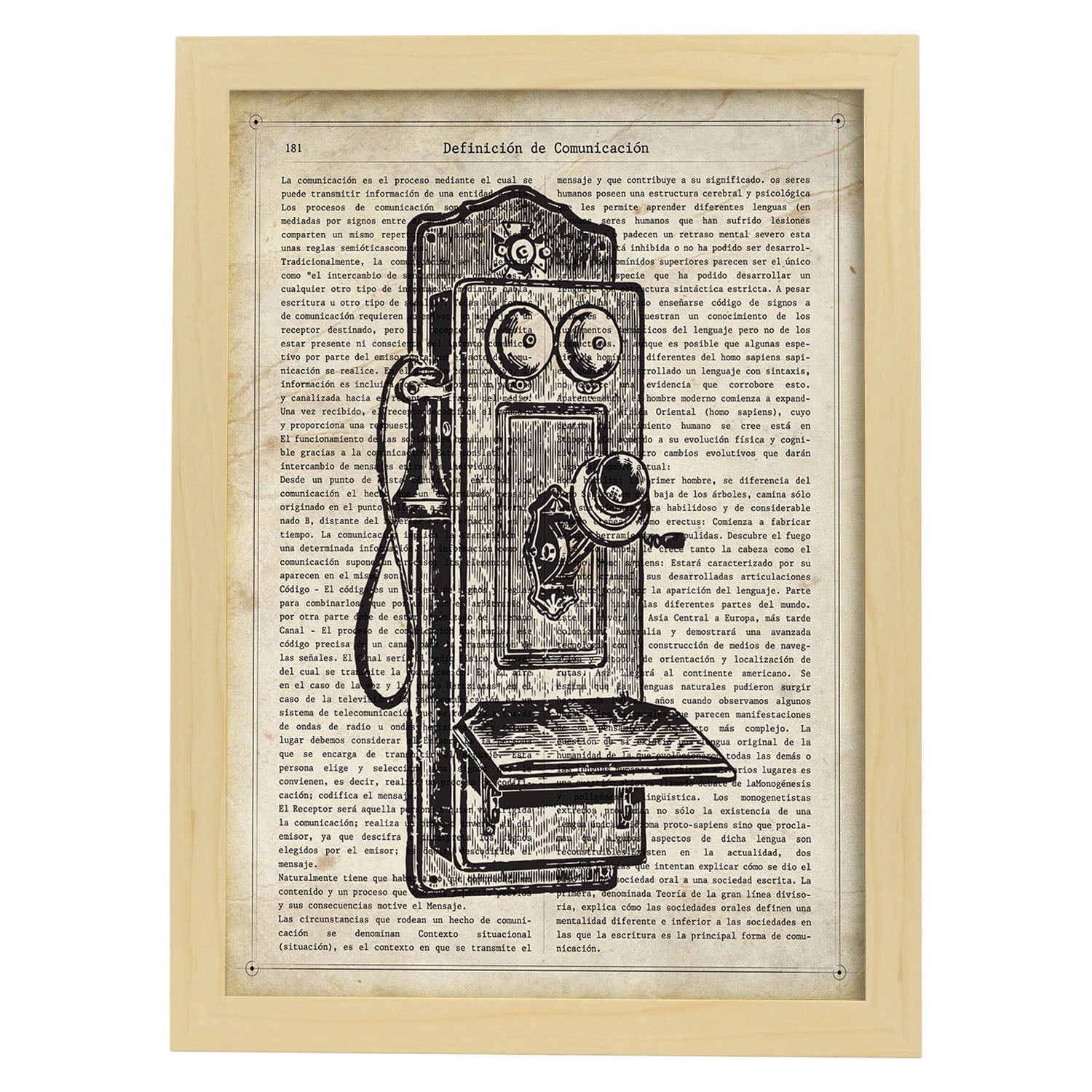 Affiches D'objets Vintage Feuille Téléphonique Cassée Avec Des Images D'objets Vintage Avec Des Définitions En Espagnol Châssis Blanc A3 - 2