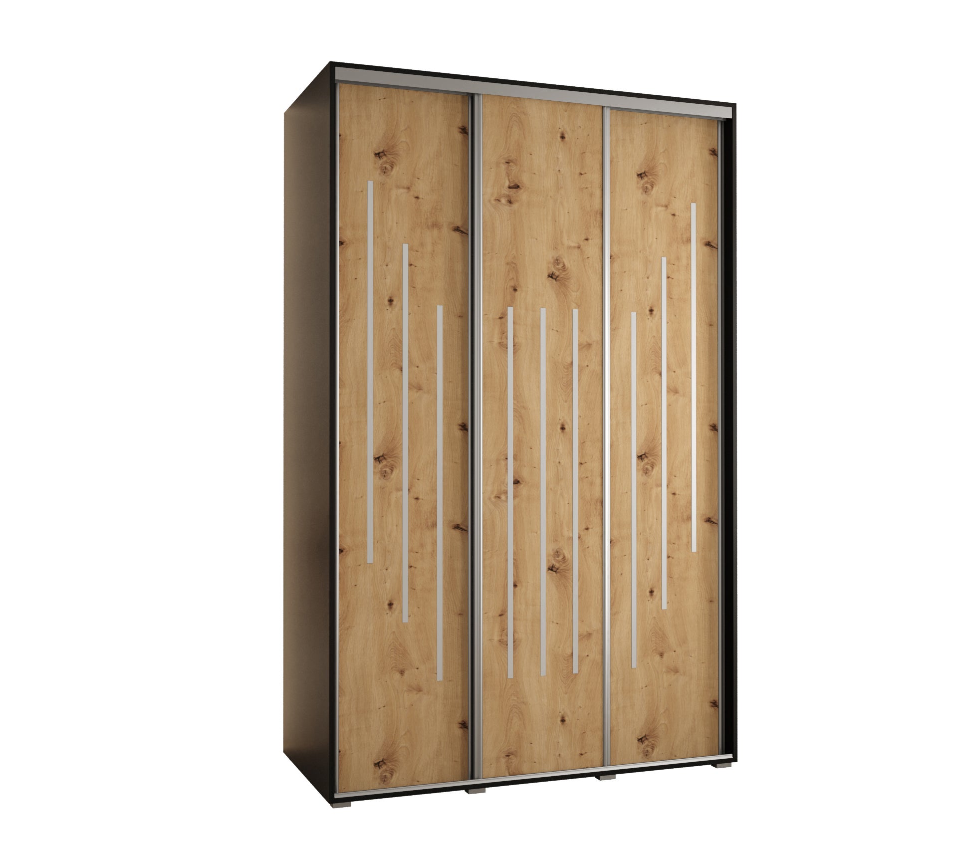 Szafa przesuwna wysoka Davos 8 150 x 45 x 235,2 cm czarny + artisan + u. srebrny - Abiks Meble
