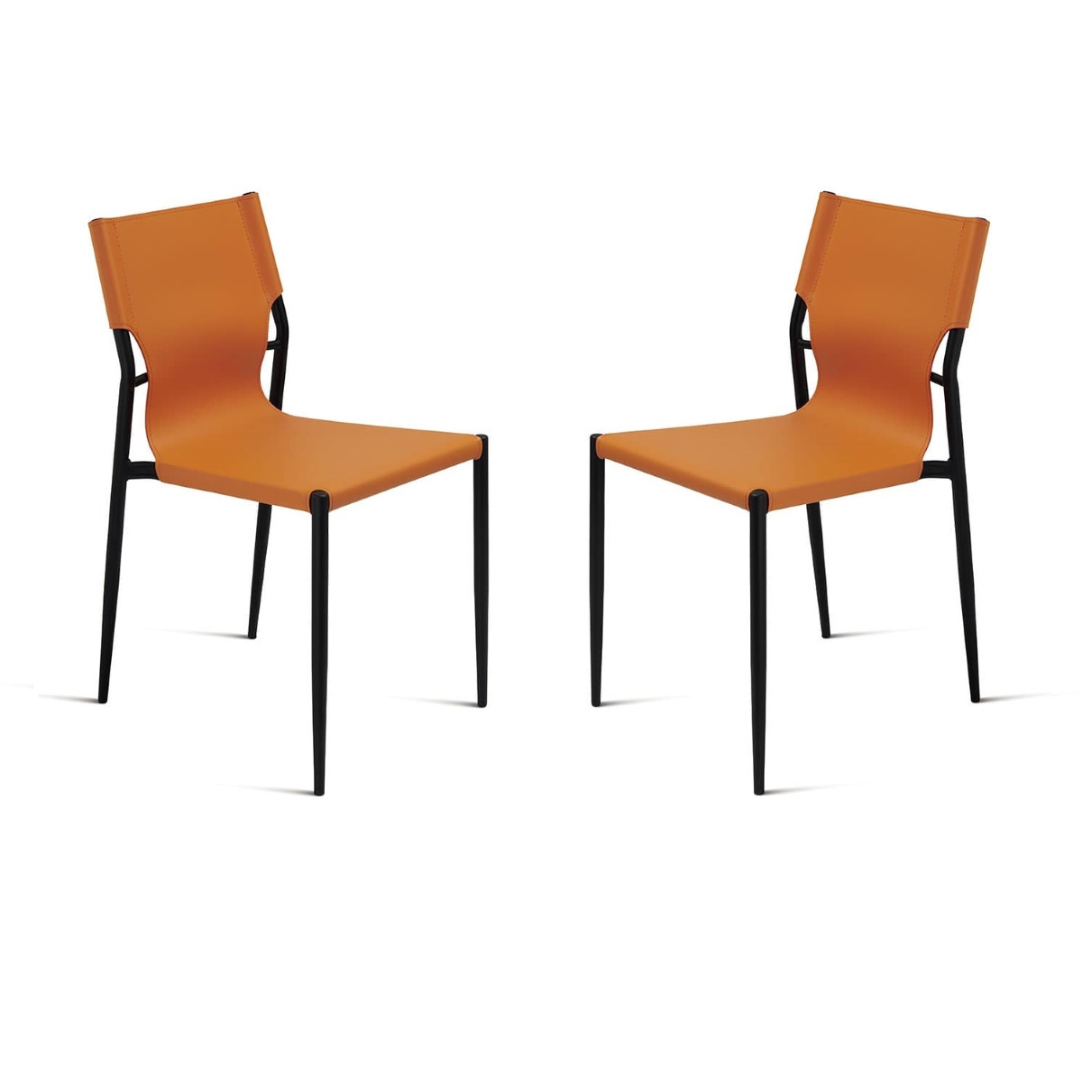 Sedia in simil cuoio Arancio con struttura in metallo Nero SVEVA