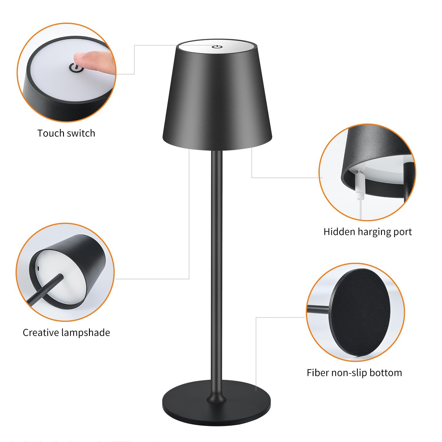 Sientice Lot de 2 lampes de table sans fil, lampes de bureau rechargeables étanches IP54, 3 températures de couleur à gradation continue - 6