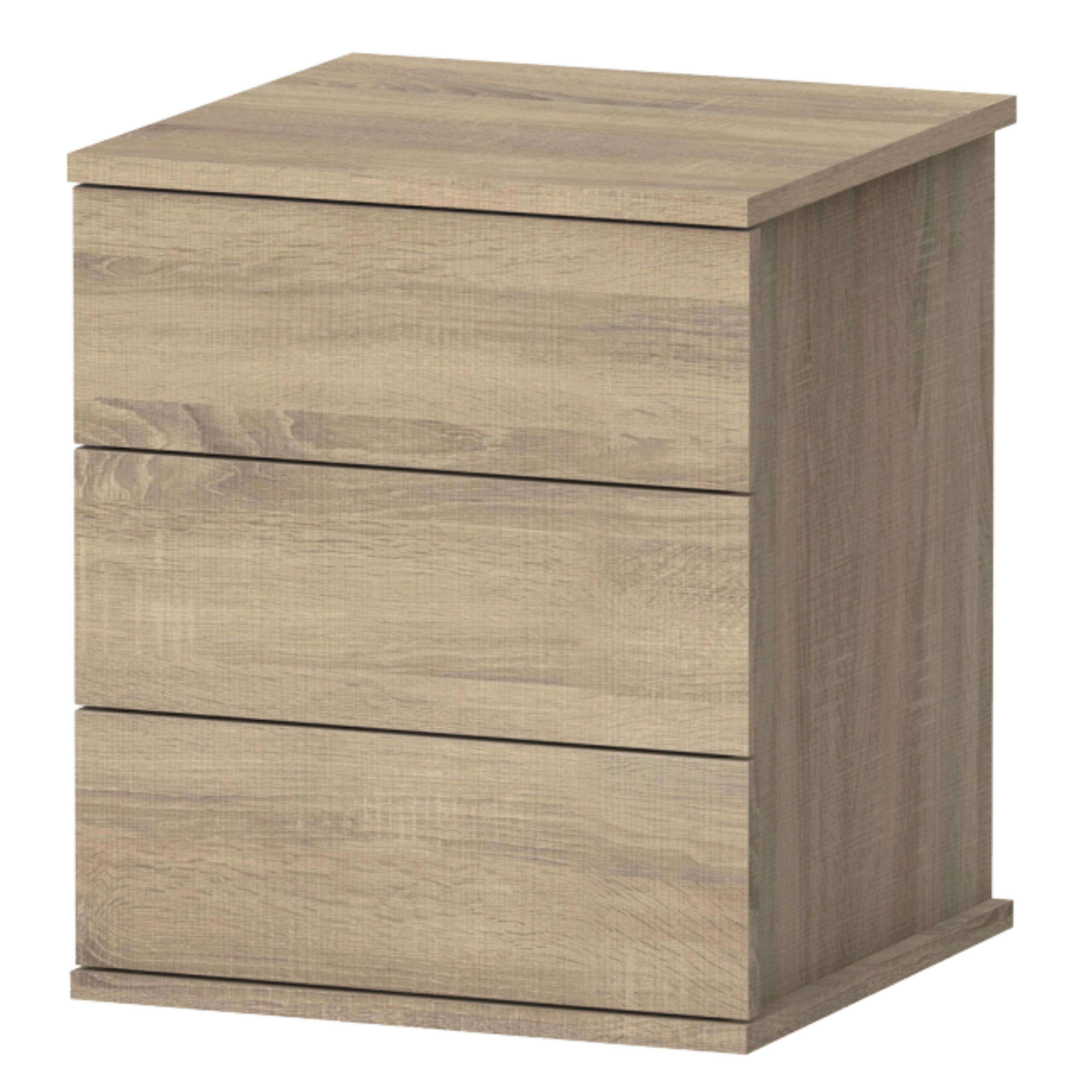 Table de chevet Dana en chêne cambrien avec 3 tiroirs, style chambre à coucher et salon, 49 x 41 x 40 cm - 3