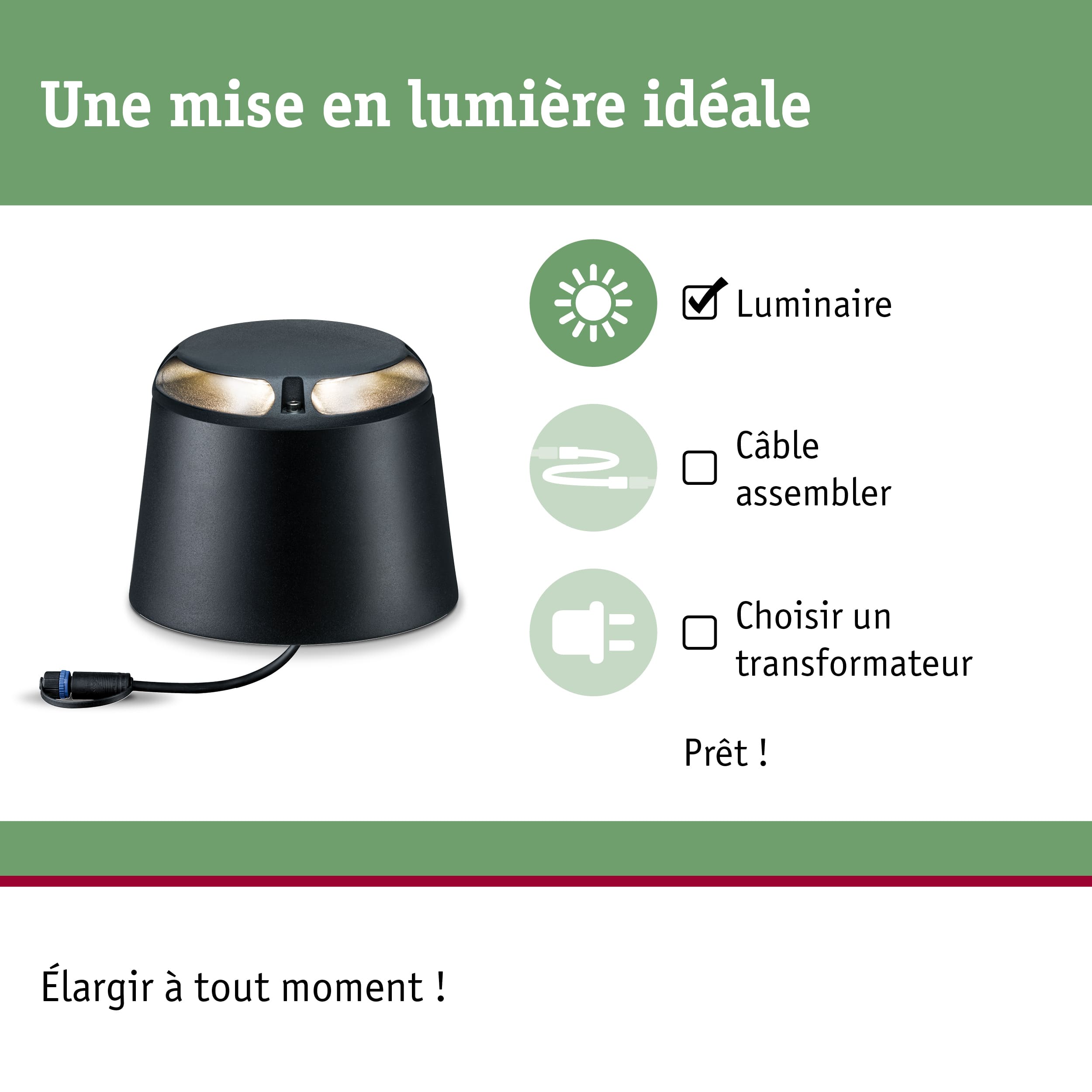Plug & Shine Luminaire encastré à poser sur le sol LED Blanc chaud Spot individuel Émission lumineuse double, 180° IP67 3000K 2x3,3W Anthracite - 5