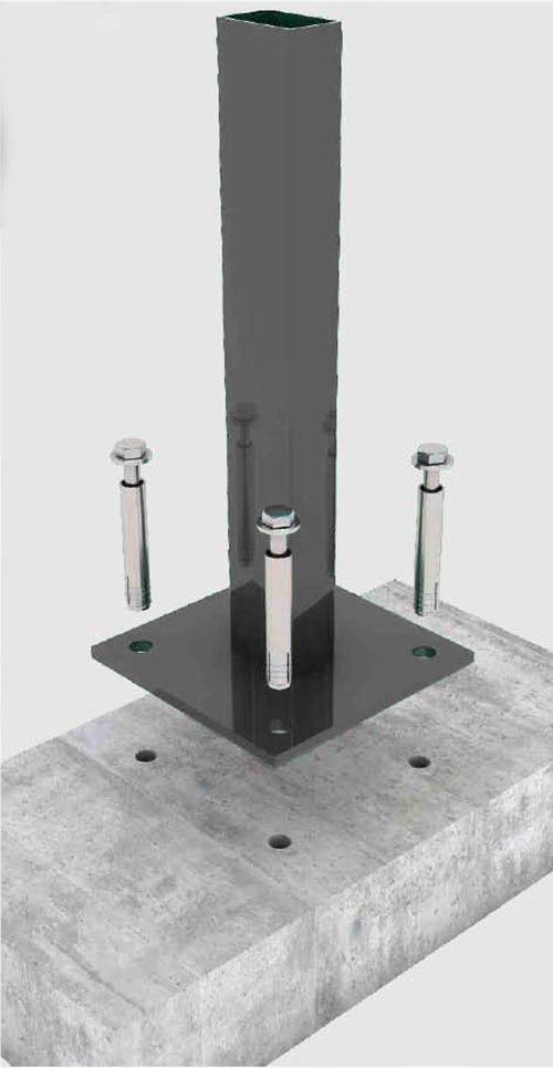 Poste con base gris para panel soldado Hércules 60x40mm 155cm + tapa - 3