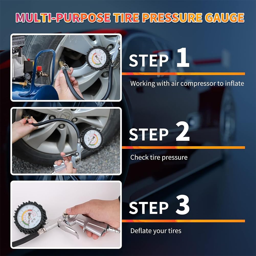 Manomètre numérique pour pneus, testeur de pression des pneus, gonfleur de pneus de voiture avec écran LCD, adapté aux voitures, motos et vélos - 3