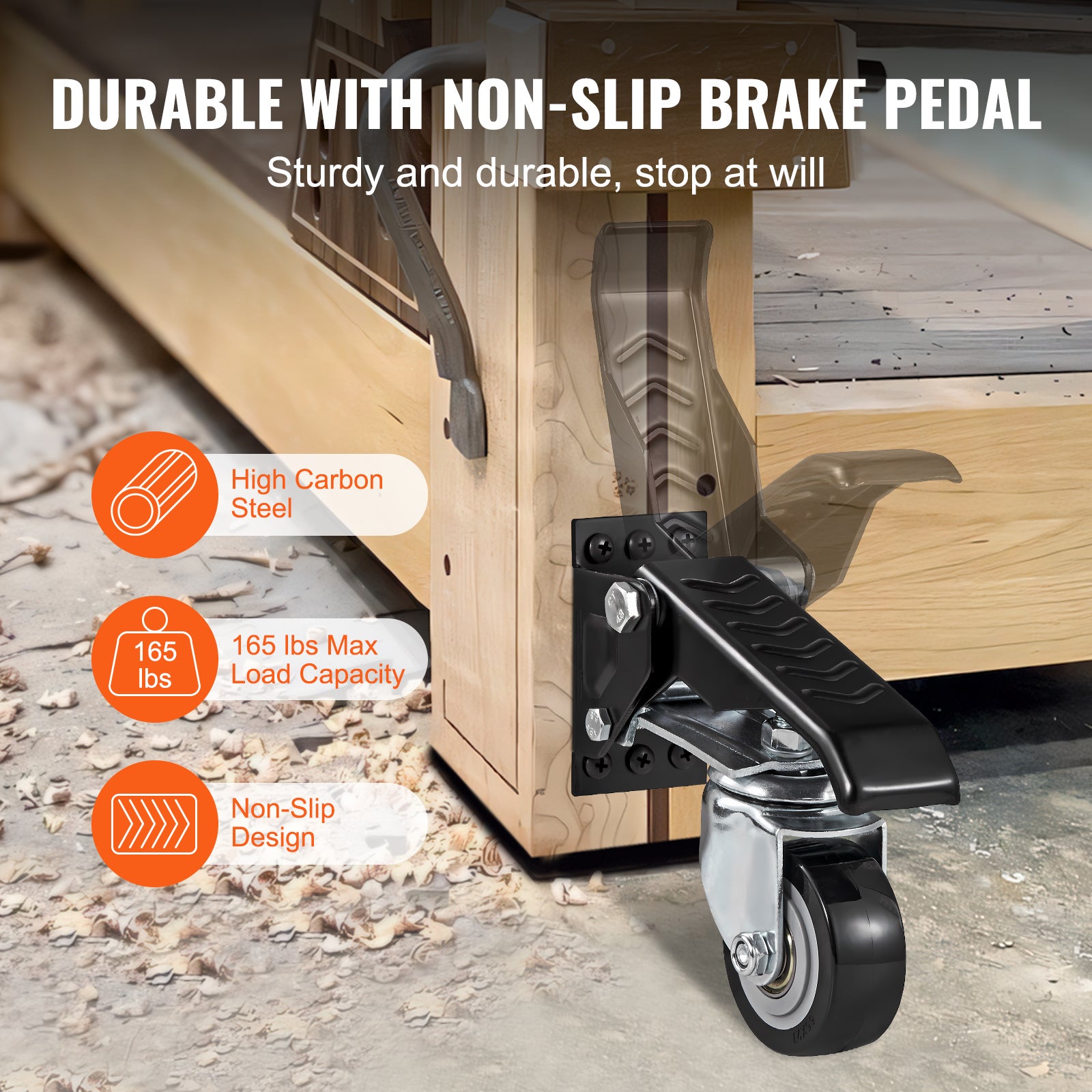 Roulettes d'établi SucceBuy 165 lb,lot de 4,réglables rétractables 2,5