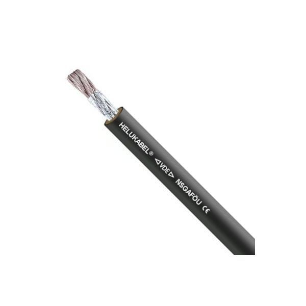 Kabel przemysłowy gumowy NSGAFÖU 2,5mm2 jednożyłowy czarny 1,8/3kV olejoodporny, odporny na zwarcia, linka Helukabel 100m