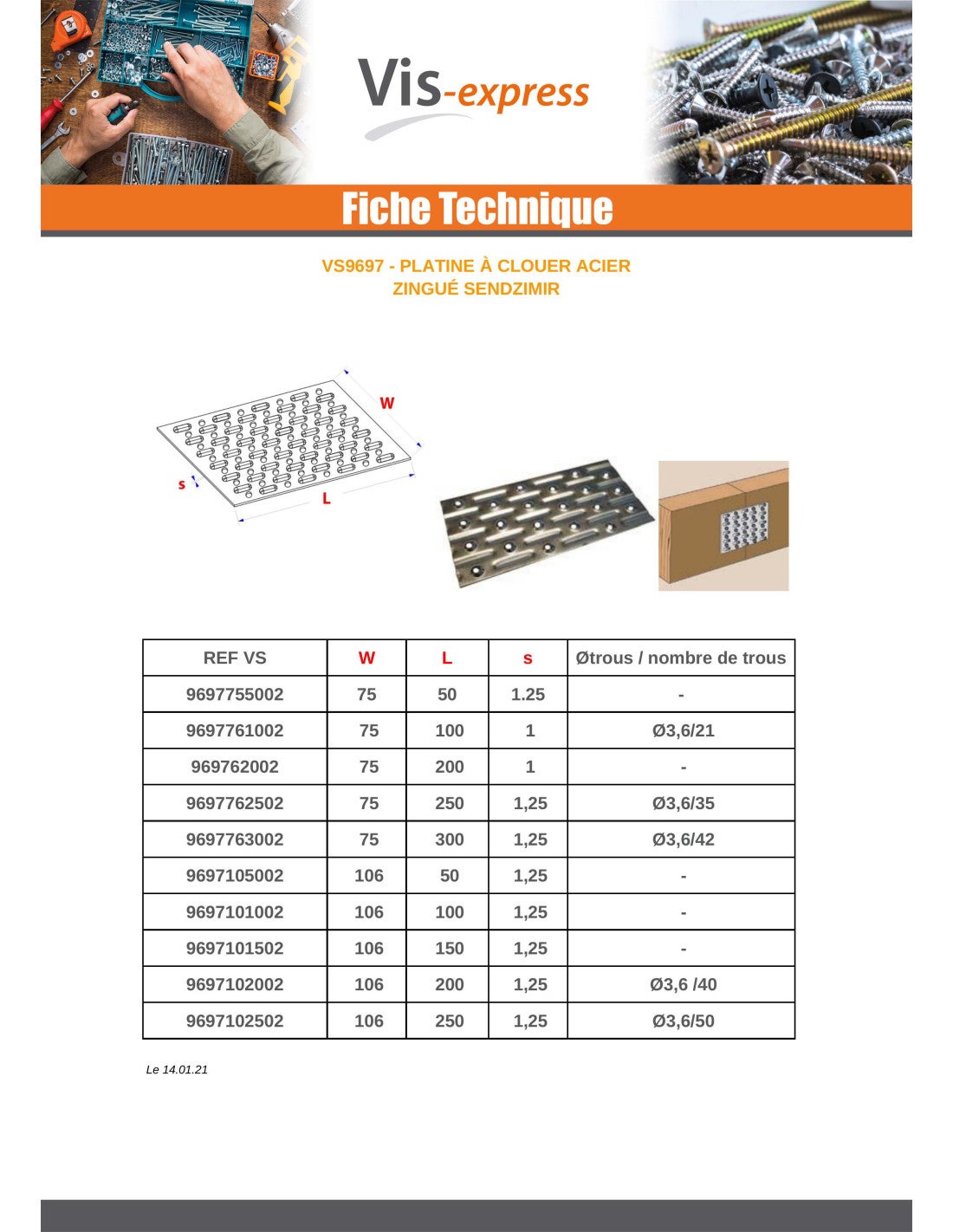 PLAQUE à CLOUER Sendzimir 106X100-1 pièce - 3