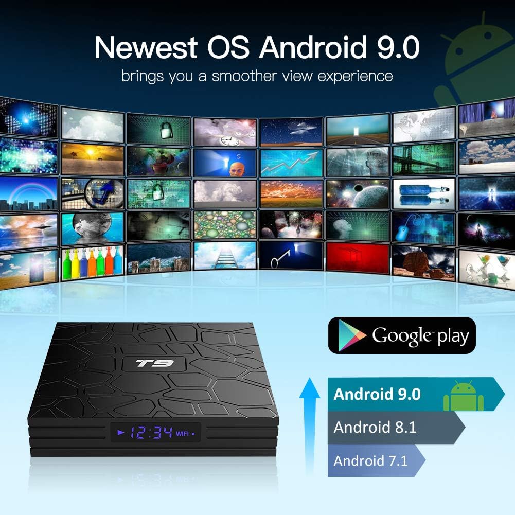 T9 Android 9.0 Boîtier TV 2 Go RAM/16 Go ROM Support 2.4/5.0 GHz WiFi BT4.0 RK3318 Quad-Core 4K 3D HD DLNA Smart TV Box - 2