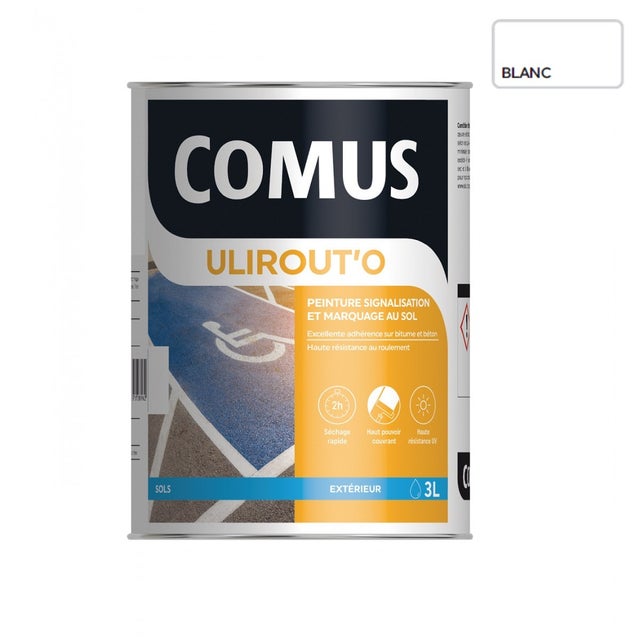 ULIROUT'O BLANC 3L - Peinture pour signalisation et marquage routier en phase aqueuse - COMUS